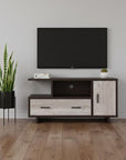 47" Wood Brown Cabinet Enclosed Storage TV Stand