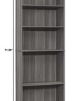 71" Gray Wood Adjustable Five Tier Bookcase