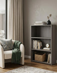 Gray Wood Adjustable Three Tier Bookcase