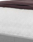 Solid Wood Queen Tufted Gray Upholstered Linen Bed With Nailhead Trim