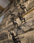 Set of Four Black Resin Climbing Man Hanging Dimensional Sculpture