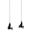 Set of Two Black Resin Climbing Man Hanging Dimensional Sculpture