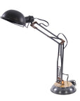 33" Black Metal Desk Table Lamp With Black Bowl Shade