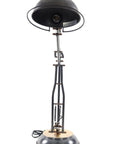 33" Black Metal Desk Table Lamp With Black Bowl Shade