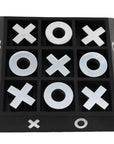 Nickel And Dark Wood Tic Tac Toe Game Sculpture