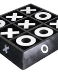 Nickel And Dark Wood Tic Tac Toe Game Sculpture