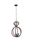 Natural and Black Iron and Rope Three Light Ceiling Light