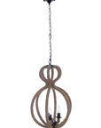Natural and Black Iron and Rope Three Light Ceiling Light