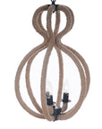 Natural and Black Iron and Rope Three Light Ceiling Light