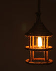 Beige and Black Iron and Rope Ceiling Light