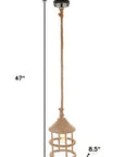 Beige and Black Iron and Rope Ceiling Light
