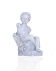 Vintage Look Off White Boy Sitting Statue