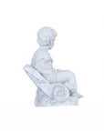 Vintage Look Off White Boy Sitting Statue