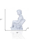 Vintage Look Off White Boy Sitting Statue