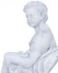Vintage Look Off White Boy Sitting Statue