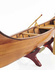 7" Brown Solid Wood Hand Painted Model Boat