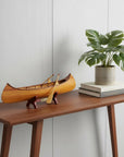 7" Brown Solid Wood Hand Painted Model Boat
