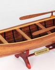 6" Wood Brown Solid Wood Hand Painted Model Boat Tabletop Sculpture