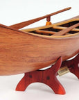 6" Wood Brown Solid Wood Hand Painted Model Boat Tabletop Sculpture