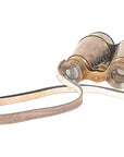 Rustic Brass And Leather Binoculars In Wood Storage Box