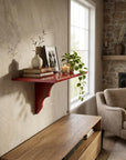 10" Red Solid Wood Wall Mounted Floating Shelf