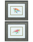 Set of Two Red and Blue Turtle Framed Wall Art
