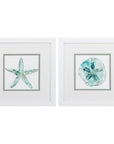 Set of Two Aqua Coastal White Square Framed Art