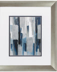 Set of Two Modern Blue Abstract Silver Framed Art