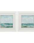 Set of Two 19" X 19" White and Blue Ocean Wall Decor