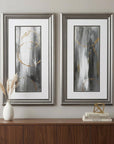 Set of Two Modern Abstract Gunmetal Framed Art