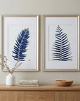 Set of Two Indigo Leaves Champagne Gold Framed Art