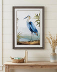 Blue Heron 36" X 27" Brown Bird Framed Art