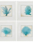 Set of Four 21" Blue Coral White Frame Wall Decor