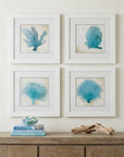Set of Four 21" Blue Coral White Frame Wall Decor