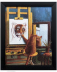 9" X 11" Painting Cat Black Acrylic Framed Art