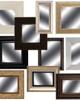Set of Ten Brown And White Square And Rectangle Framed Mirror Set