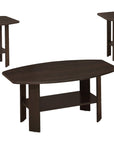Set of Three 36" Brown Coffee Table With Shelf