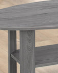 Set of Three 36" Gray Coffee Table With Shelf