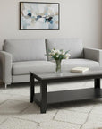 Set of Three 42" Gray And Black Coffee Table With Shelf