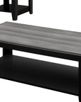 Set of Three 42" Gray And Black Coffee Table With Shelf