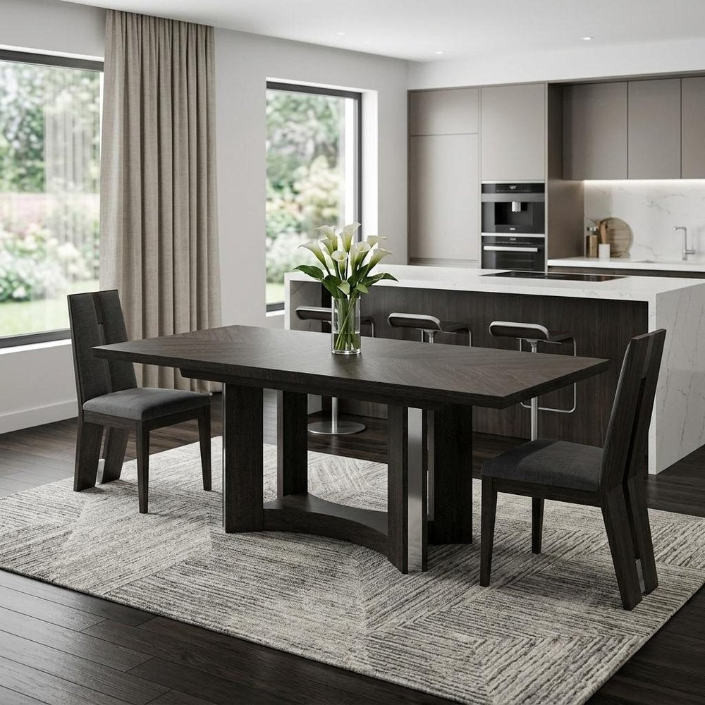 Seven Piece Gray Dining Set with Six Chairs