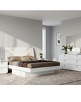 Four Piece White Solid and Manufactured Wood Bedroom Set With Mirror