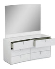 Four Piece White Solid and Manufactured Wood Bedroom Set With Mirror