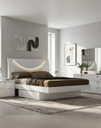 Four Piece White Solid and Manufactured Wood Bedroom Set With Mirror