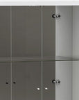 50" White and Silver Wood Curio Cabinet With Two Doors And One Drawer
