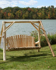 87" Natural Solid Wood Swing Chair