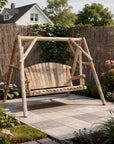 87" Natural Solid Wood Swing Chair