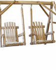 87" Natural Solid Wood Outdoor Double Swing Chair