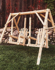 87" Natural Solid Wood Outdoor Double Swing Chair