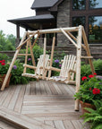 87" Natural Solid Wood Outdoor Double Swing Chair